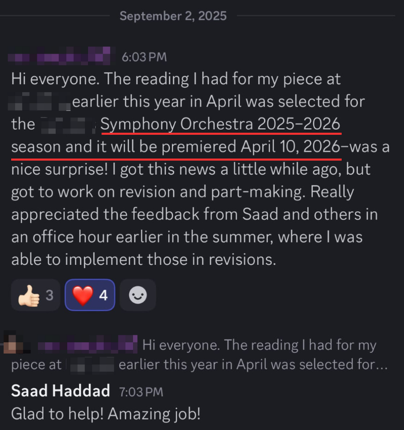 Testimonial: Symphony Orchestra season